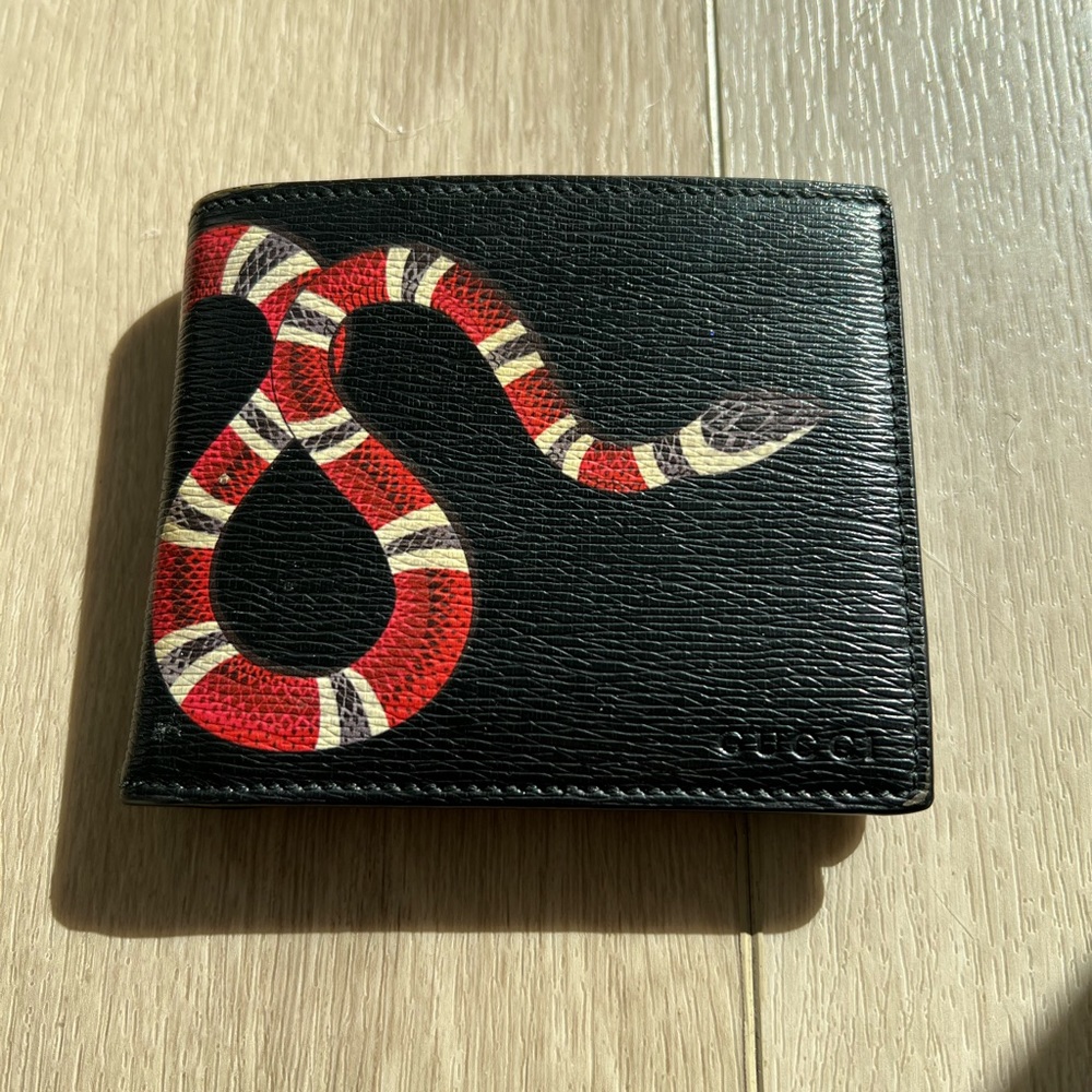 Gucci Kingsnake Black Leather Wallet